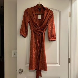 H&M size 6 Paisley Orange Brown Tie Dress NWT
